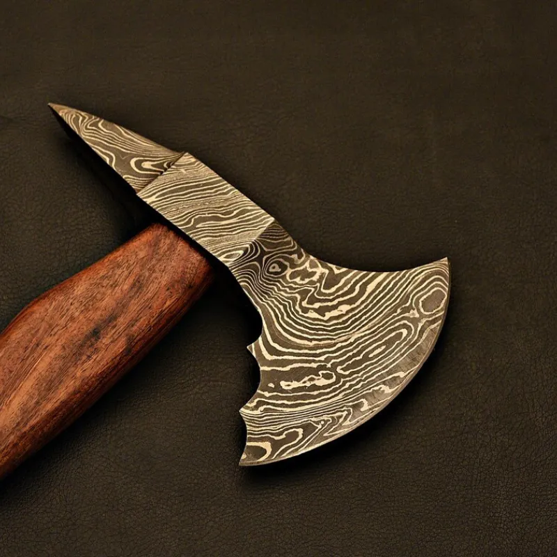 Handmade Damascus Steel Tomahawk Axe with Rose Wood