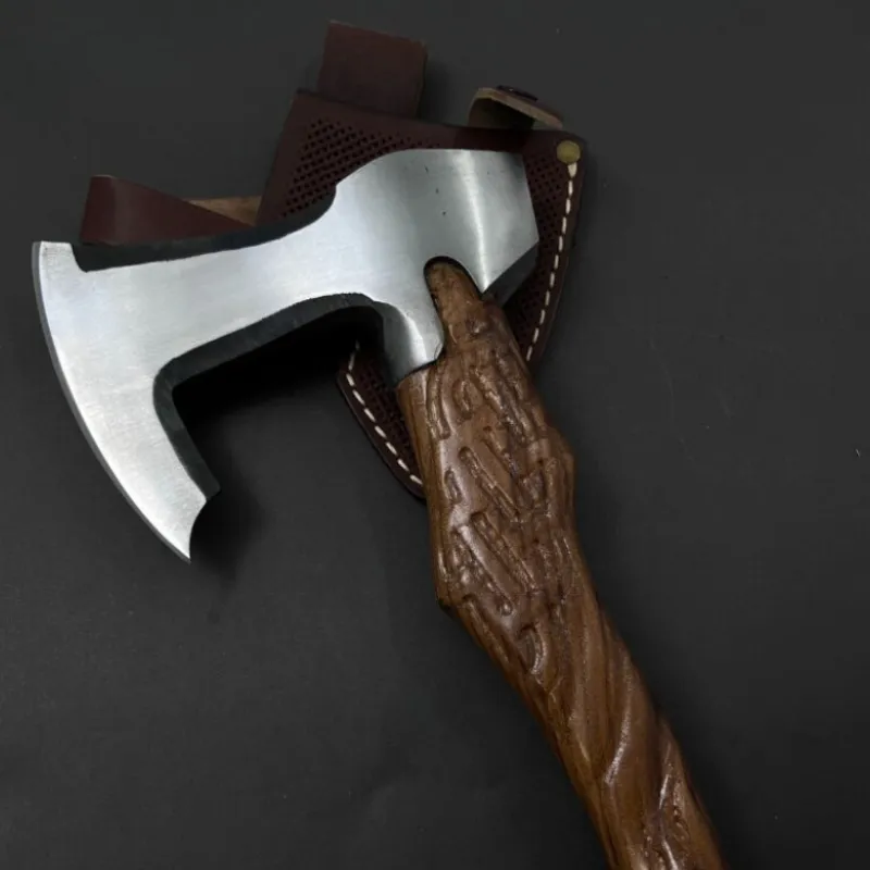 Polished Carbon Steel Blade Hatchet with Personalized Crafted Handle